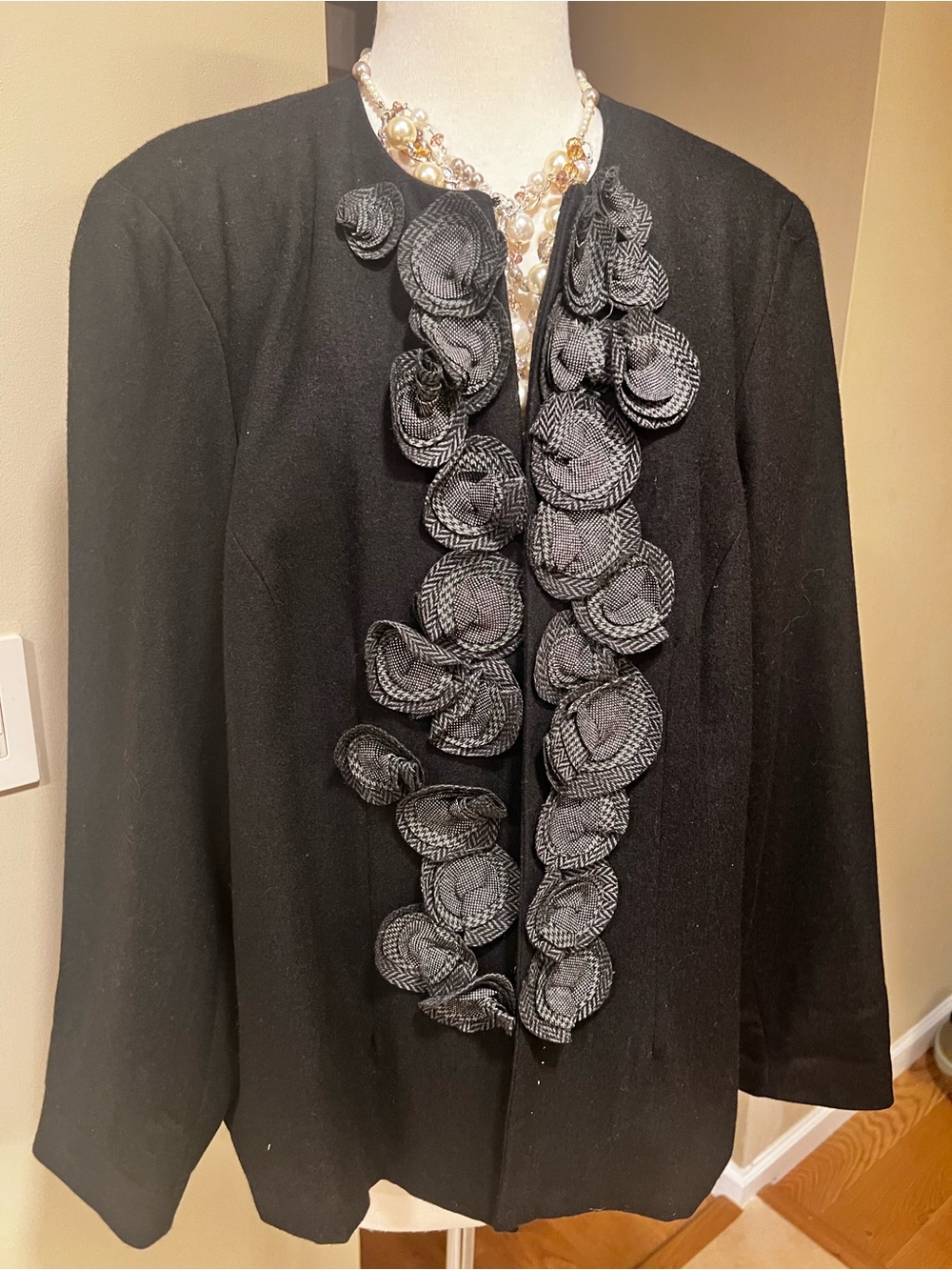 Coldwater Creek Black Ruffle-Trim Blazer - Picture 4 of 11